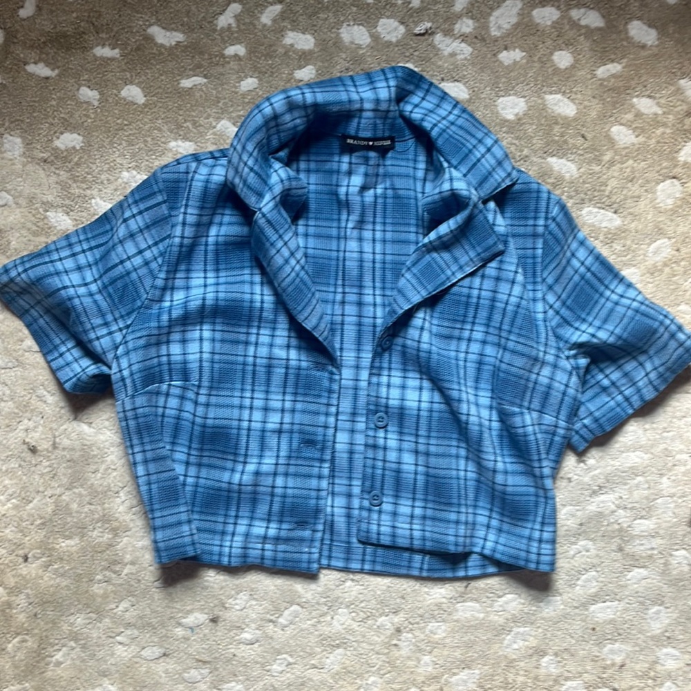 blue plaid brandy crop top